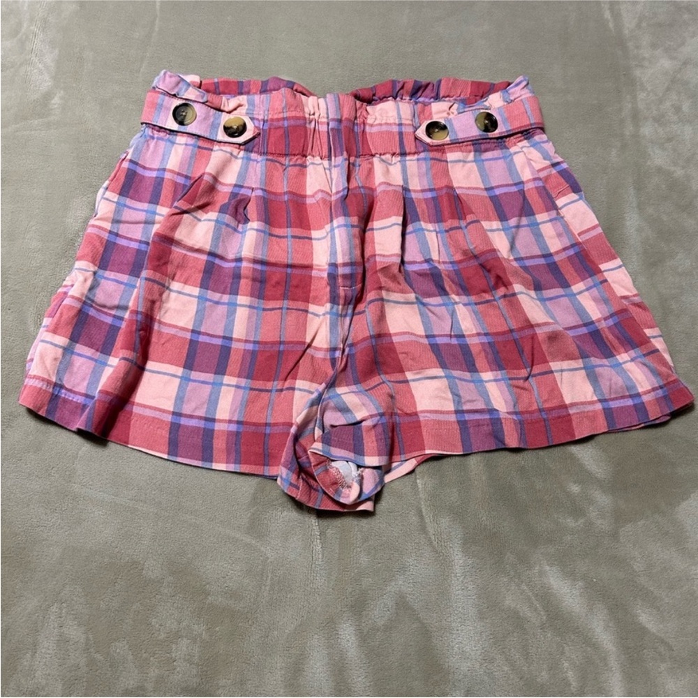 a.n.a. Madras Plaid High Waisted Shorts